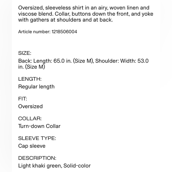 H&M linen blend sleeveless shirt - Picture 3 of 4